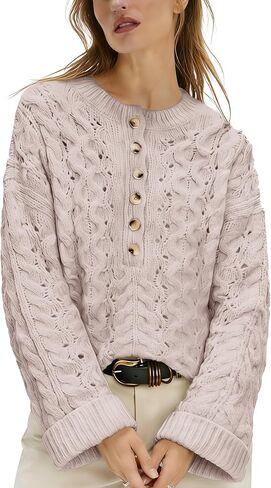 المرأة مكتنزة كابل متماسكة سترة عادية كم طويل Crewneck الكروشيه البلوز بوهو الخريف الشتاء القمم in Kuwait
