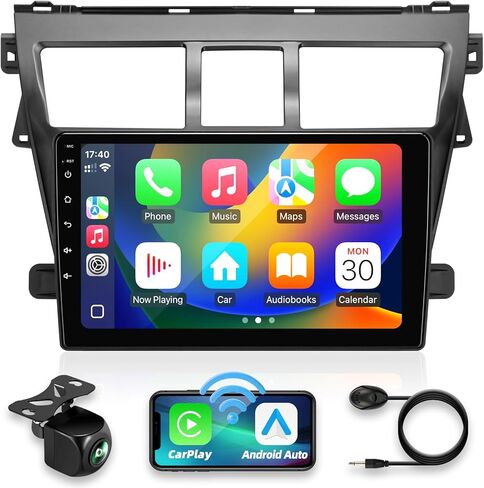 for Toyota Yaris Radio Compatible with Wirelessly Carplay Android Auto Upgrade Android Car Stereo Bluetooth Navigation Touchscreen GPS FM Multimedia Player Rear Camera Head Unit (Hatchback) in Saudi Arabia