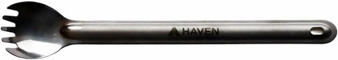 Haven LongSpork Titanium Spork بمقبض طويل 8.5 بوصة - أداة تخييم خفيفة الوزن لحقائب الظهر والوجبات المجففة بالتجميد - مجموعة شوكة ملعقة طويلة لأكياس الوجبات العميقة (14 جم) in Kuwait