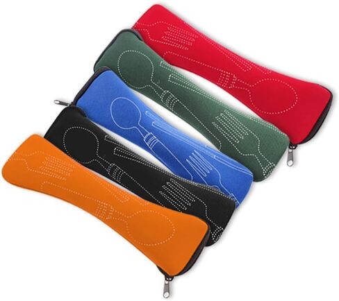 Blue Portable Tableware Bag Outdoor Travel Camping Cutlery Pouch Storage Bag Flatware Tableware Dinnerware Carrying Case for Knife Fork Spoon Tea Spoon Chopsticks Bottle Opener Straws Camp Kitchen in Saudi Arabia