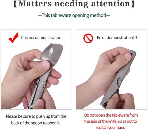 iBasingo Titanium Fork Spoon Knife Tableware Set 3 in 1 Storage Design Bottler Opener Protable Lightweight Cutlery for Outdoor Camping Kitchen US-Ti1077T in Saudi Arabia