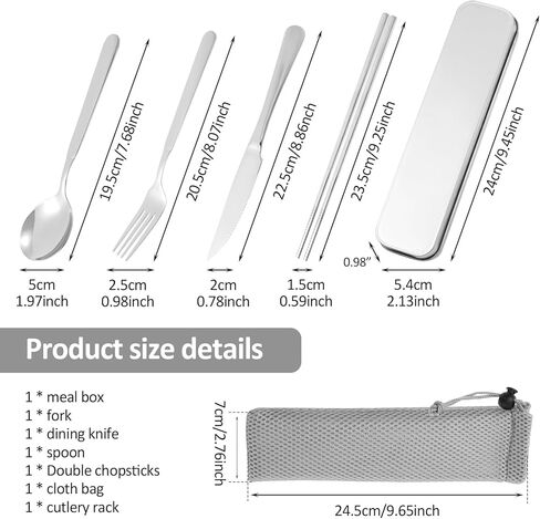 Stainless Steel Cutlery Set with Case Reusable Portable Cutlery Set for Camping Office and Outdoor Dining Dishwasher Safe in Saudi Arabia