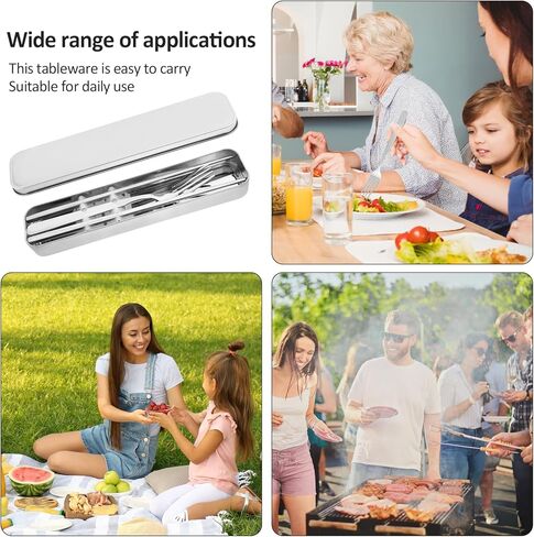 Stainless Steel Cutlery Set with Case Reusable Portable Cutlery Set for Camping Office and Outdoor Dining Dishwasher Safe in Saudi Arabia