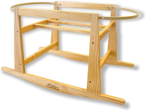 Milo & Nook Baby Moses Basket Stand – Solid Pine Wood Structure, Sturdy, Safe & Light Weight, Portable Rocking Bassinet for Baby, Newborn Sleeper, Baby Bassinet Bedside Sleeper. Basket Not Included. in Kuwait