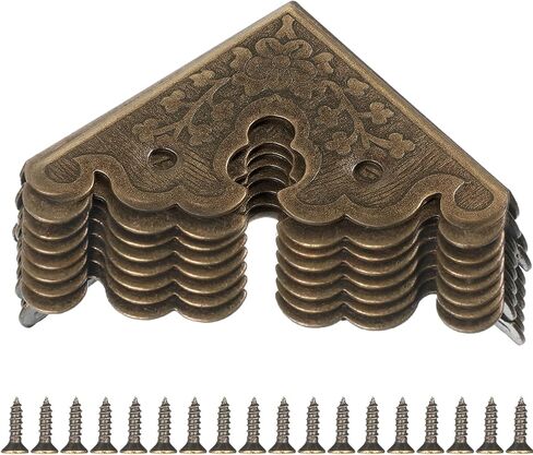 8 Pcs Bronze Decorative Table Corner Protectors, Vintage Corner Protectors for Furniture Vintage Covers Triangle Antique Bronze Metal Corners Protector with Screws for Jewelry Wooden Box Desk in Kuwait