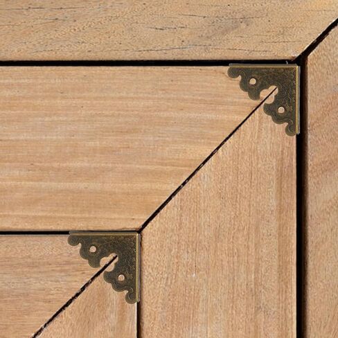 8 Pcs Bronze Decorative Table Corner Protectors, Vintage Corner Protectors for Furniture Vintage Covers Triangle Antique Bronze Metal Corners Protector with Screws for Jewelry Wooden Box Desk in Kuwait