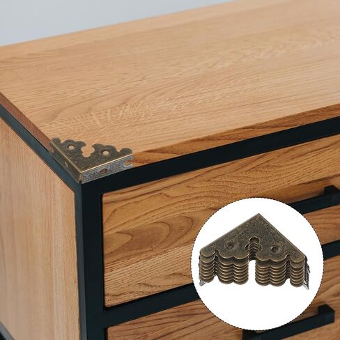 8 Pcs Bronze Decorative Table Corner Protectors, Vintage Corner Protectors for Furniture Vintage Covers Triangle Antique Bronze Metal Corners Protector with Screws for Jewelry Wooden Box Desk in Kuwait