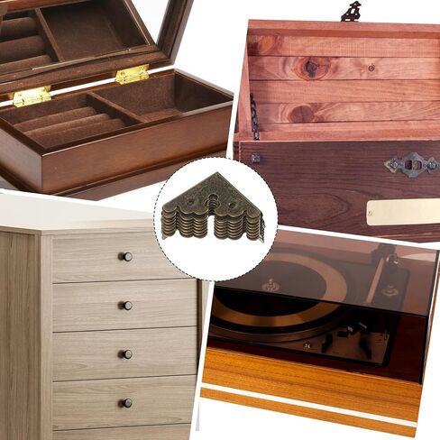 8 Pcs Bronze Decorative Table Corner Protectors, Vintage Corner Protectors for Furniture Vintage Covers Triangle Antique Bronze Metal Corners Protector with Screws for Jewelry Wooden Box Desk in Kuwait