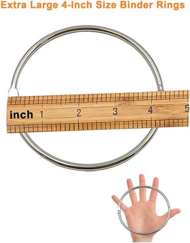 4 بوصات إضافية من حلقات الموثق - 6 حلقات كتب مع ثقب ، منظم قابلة لإعادة الاستخدام لبطاقات الفهرس ، مجلدات الملفات ، المفاتيح ، الحرف اليدوية ، لوازم المدرسة المنزلية (6) in Kuwait