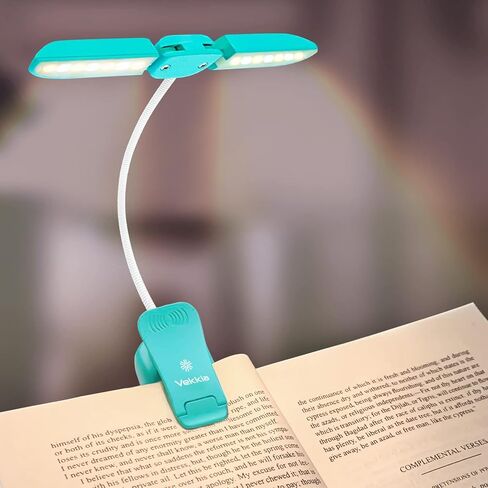 Vekkia 14 LED Book Light with Charger & Travel Case, Cover Both Page, Warm/White Reading Light with Clamp, Lightweight Eye Care Book Lamp, Great for Readers in Saudi Arabia
