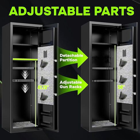 10-12 Gun Safe for Home Rifles and Pistols, Fully Assembled Rifle Safe & Gun Locker, Biometric Fingerprint & Digital Keypad Locking Security Cabinet, with Adjustable Storage Shelves & Rifle Rack in Saudi Arabia