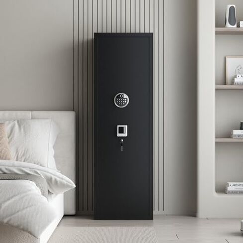 10-12 Gun Safe for Home Rifles and Pistols, Fully Assembled Rifle Safe & Gun Locker, Biometric Fingerprint & Digital Keypad Locking Security Cabinet, with Adjustable Storage Shelves & Rifle Rack in Saudi Arabia