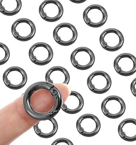 20Pcs Small Carabiner Clips Mini, 0.67" Black Mini O Rings Micro Carabiner for Keys Lightweight Micro Metal Spring Clasp Keychain Clip for Backpack Purse Charm Dog Tags, Black in Saudi Arabia