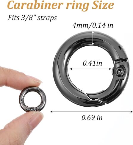 20Pcs Small Carabiner Clips Mini, 0.67" Black Mini O Rings Micro Carabiner for Keys Lightweight Micro Metal Spring Clasp Keychain Clip for Backpack Purse Charm Dog Tags, Black in Saudi Arabia
