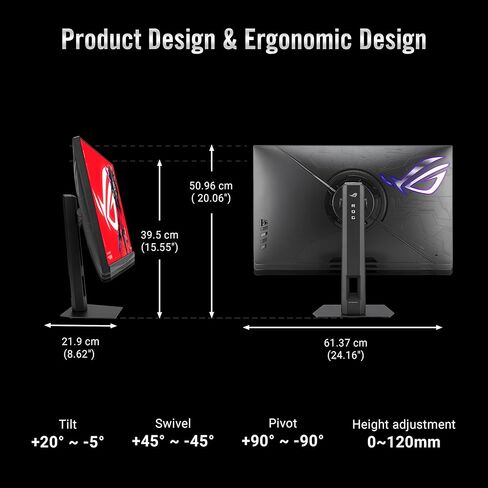 شاشة الألعاب ASUS ROG Strix مقاس 27 بوصة بدقة 5K HDR (XG27JCG) - 5120 × 2880، 180 هرتز، 0.3 مللي ثانية، IPS سريع، وضع مزدوج (180 هرتز أو QHD 330 هرتز)، مزامنة ضبابية الحركة المنخفضة للغاية، متوافقة مع G-SYNC، DisplayWidget، ضمان لمدة 3 سنوات in Kuwait