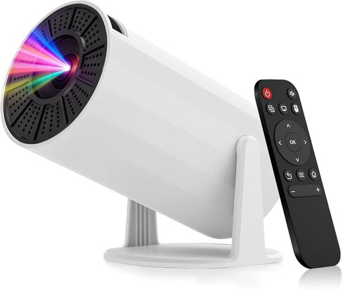 جهاز عرض LJYT صغير، جهاز عرض محمول 1080P، يدعم 4K، WiFi 6، Android 11، 200 ANSI Lumens، Keystone التلقائي، بلوتوث 5.4، دوران 210 درجة، متوافق مع عصا التلفاز/HDMI/USB/الهاتف الذكي (أبيض) in Kuwait