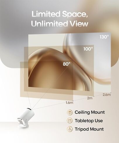 جهاز عرض صغير Android 14 مع دعم 4K، جهاز عرض ذكي مع Wifi 6 وBluetooth5.4، 200 ANSI، تركيز تلقائي وحجر مفاتيح عمودي تلقائي، جهاز عرض أفلام محمول للمنزل الخارجي، Alwtniet HY300pro in Kuwait