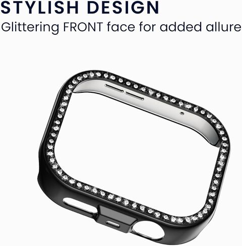 kwmobile Glitter Frame Protector Compatible with Huawei Watch Fit 4 Pro Frame Protector (Set of 2) - Transparent/Black in Saudi Arabia
