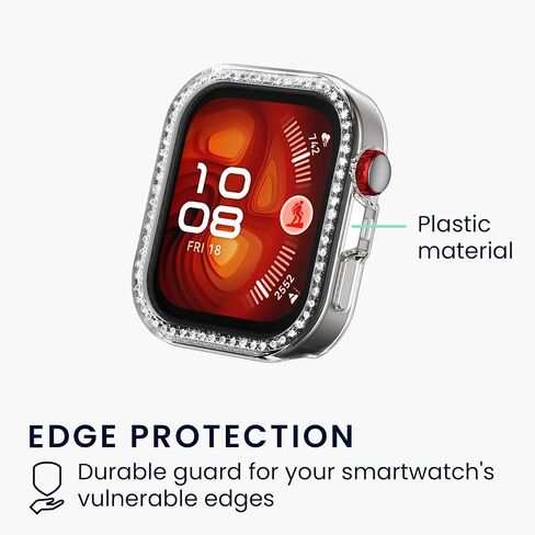 kwmobile Glitter Frame Protector Compatible with Huawei Watch Fit 4 Pro Frame Protector (Set of 2) - Transparent/Black in Saudi Arabia