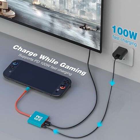 محطة إرساء تلفزيون Tendak Switch، قاعدة توصيل تلفزيون محمولة للتبديل 1/OLED/Steam Deck/ROG Ally، قاعدة تبديل مع منفذ USB 3.0، تدعم إخراج 4K/60HZ وشحن PD، لا تدعم المفتاح 2 in Kuwait