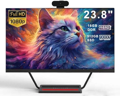 All-in-One Desktop Computer 23.8" IPS Core i5-7300HQ 16GB RAM 512GB SSD with Keyboard & Mouse Detachable Webcam Wi-Fi 6 Bluetooth 5.3 Wireless Charging Type-C Gigabit LAN Ideal for Home Office Study in Kuwait