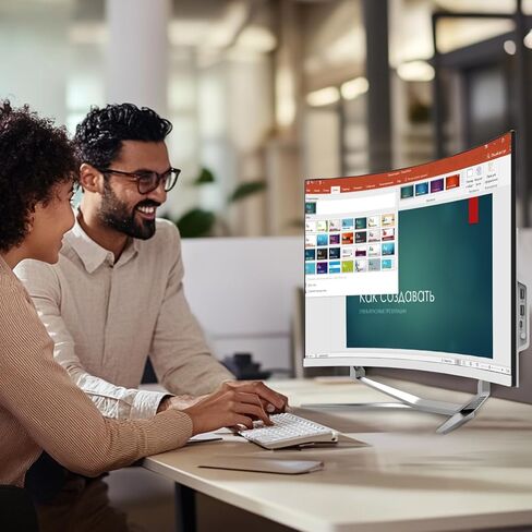 كمبيوتر مكتبي الكل في واحد، شاشة عرض منحنية 27 بوصة FHD I3-8100T معالج رباعي النواة، ذاكرة وصول عشوائي 16 جيجابايت و512 جيجابايت SSD، لوحة مفاتيح وماوس بلوتوث واي فاي لألعاب المكاتب المنزلية والأعمال in Kuwait