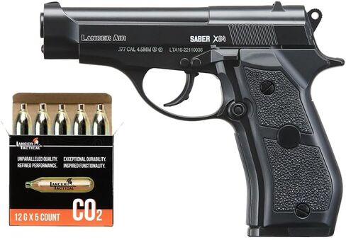 Lancer Tactical Air Pistol Saber X84 Full Metal CO2 Airgun Pistol-480 FPS w/High Pressure 12 Gram CO2- Pack of 5 in Saudi Arabia