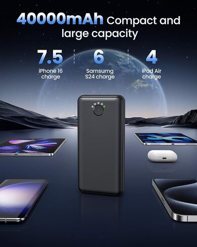 Portable Charger Power Bank 40000mah, USB C Fast Charging 22.5W External Battery Pack Phone Charger Quick Charge with 3 Outputs & 2 Inputs for iPhone 16/15 Samsung Android Camping Travel Essentials in Saudi Arabia
