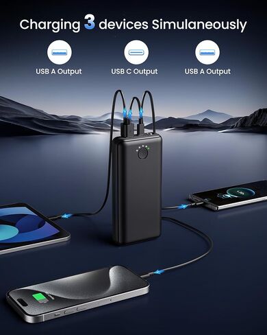 Portable Charger Power Bank 40000mah, USB C Fast Charging 22.5W External Battery Pack Phone Charger Quick Charge with 3 Outputs & 2 Inputs for iPhone 16/15 Samsung Android Camping Travel Essentials in Saudi Arabia