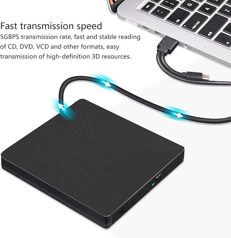 USB3.0 Portable DVDs Writer Drives, External Optical Disk for Laptop, Fast Speed Data Transfer for Desktop Laptop External DVDs Drives in Kuwait