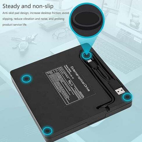 USB3.0 Portable DVDs Writer Drives, External Optical Disk for Laptop, Fast Speed Data Transfer for Desktop Laptop External DVDs Drives in Kuwait
