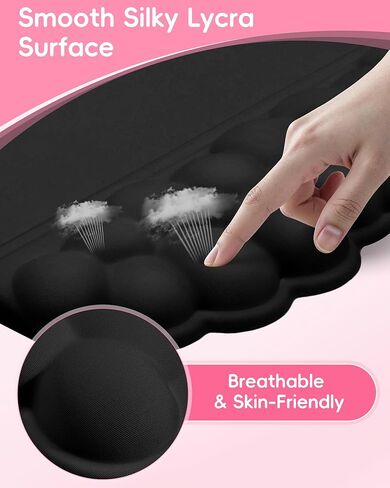 Cloud Wrist Rest Set for Keyboard and Mouse, Memory Foam Wrist Pad with Silky Lycra Surface, 2-in-1 Keyboard Wrist Rest & Adjustable Stand, Two Typing Angles, Cute Cloud Desk Accessories (Black) in Saudi Arabia