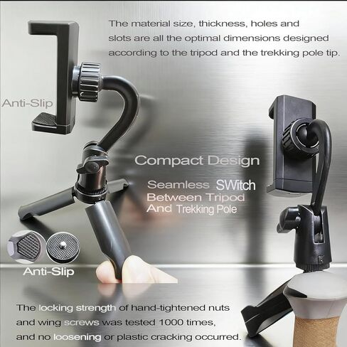 Phone Stand Tripod, 3-in-1 Adjustable Holder with Wireless Remote for iPhone Samsung, Selfie Stick & Trekking Pole Mount, for Desk Vlog Hiking (Trekking Pole Not Included,Mini) in Saudi Arabia