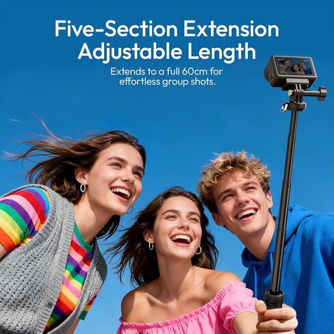 ULANZI MT92 Action Camera Selfie Stick Tripod 23.62", Portable Adjustable Vlog Handle Grip with Neck Lanyard for GoPro Hero 13/12/11/10/9/8/7/6, AKASO, DJI Osmo Action 6/5 Pro/4/3, Insta360 in Saudi Arabia