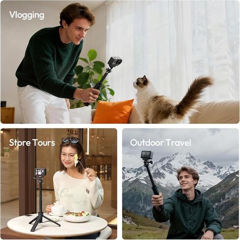 ULANZI MT92 Action Camera Selfie Stick Tripod 23.62", Portable Adjustable Vlog Handle Grip with Neck Lanyard for GoPro Hero 13/12/11/10/9/8/7/6, AKASO, DJI Osmo Action 6/5 Pro/4/3, Insta360 in Saudi Arabia
