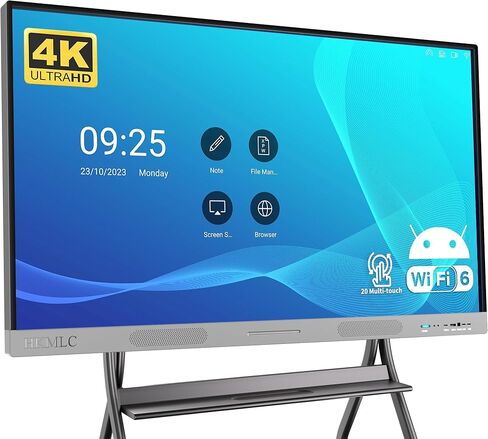 HKMLC Smart Board, Essential 55 Inch All-in-One Interactive Whiteboard with 4K UHD Touch Screen Flat Panel, Digital Electronic Whiteboard for Classroom and Business (Wall Mount Included) in Saudi Arabia