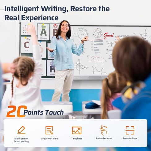 HKMLC Smart Board, Essential 55 Inch All-in-One Interactive Whiteboard with 4K UHD Touch Screen Flat Panel, Digital Electronic Whiteboard for Classroom and Business (Wall Mount Included) in Saudi Arabia