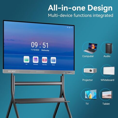 HKMLC Smart Board, Essential 55 Inch All-in-One Interactive Whiteboard with 4K UHD Touch Screen Flat Panel, Digital Electronic Whiteboard for Classroom and Business (Wall Mount Included) in Saudi Arabia