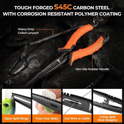KastKing SteelStream 6pc Fishing Tool Kit - Corrosion Resistant Fishing Pliers with Lanyard, Fillet Knife, Floating Fish Lip Gripper, Fishing Braid Scissors, Tool Retractor, Fishing Gifts for Men in Saudi Arabia