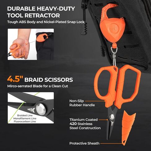 KastKing SteelStream 6pc Fishing Tool Kit - Corrosion Resistant Fishing Pliers with Lanyard, Fillet Knife, Floating Fish Lip Gripper, Fishing Braid Scissors, Tool Retractor, Fishing Gifts for Men in Saudi Arabia