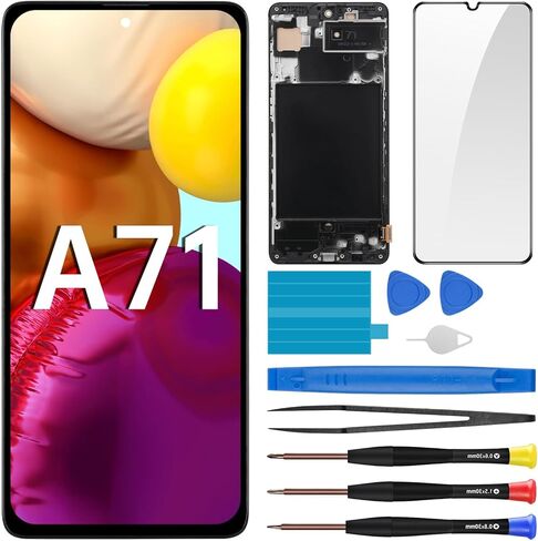بديل شاشة Samsung Galaxy A71 مع إطار شاشة LCD تعمل باللمس محول رقمي تجميع كامل زجاج إصلاح مع مجموعة أدوات إصلاح SM-A715F (A715F A715W A715X) in Kuwait