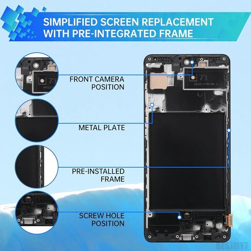 بديل شاشة Samsung Galaxy A71 مع إطار شاشة LCD تعمل باللمس محول رقمي تجميع كامل زجاج إصلاح مع مجموعة أدوات إصلاح SM-A715F (A715F A715W A715X) in Kuwait