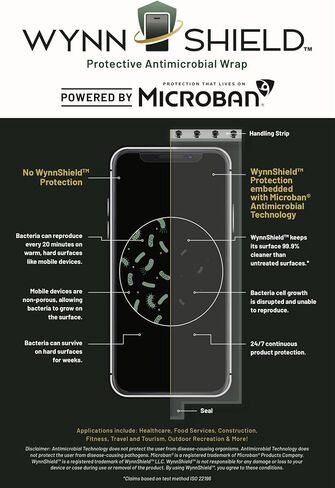حافظة هاتف واقية من WynnShield™ مدعومة بـ Microban® - 10 عبوات - طبقة اتصال رفيعة للغاية وسهلة الاستخدام للهواتف، مقاومة للخدش، سهلة الإزالة، ونظافة الجهاز المحسنة in Saudi Arabia
