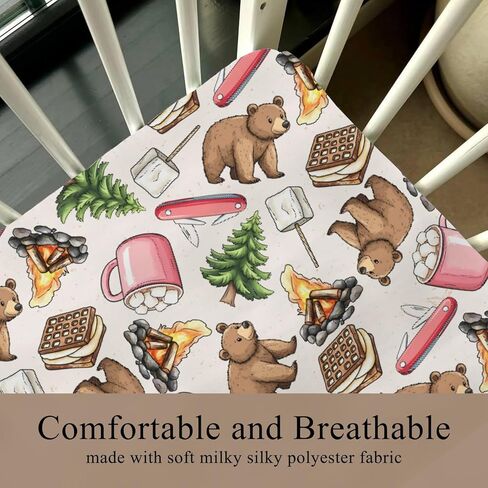 Cute Camping Bear Pine Trees Pink Fitted Baby Crib Sheet for Boys Girls 52x28Inch Bears Cookie Campfire Baby Sheet for Standard Crib and Toddler Camp Bed Mattress Bear One Size in Saudi Arabia