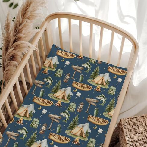 Cute Camping Bear Pine Trees Pink Fitted Baby Crib Sheet for Boys Girls 52x28Inch Bears Cookie Campfire Baby Sheet for Standard Crib and Toddler Camp Bed Mattress Bear One Size in Saudi Arabia