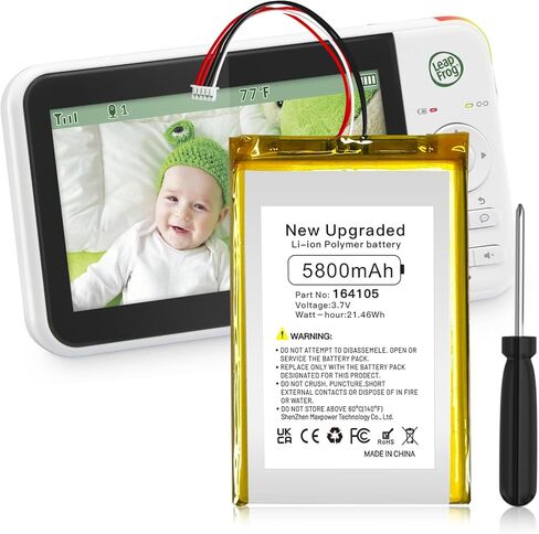SHENMZ 5800mAh Replacement Battery for VTech Baby Monitors - Compatible with VTech RM7764-2HD, RM5854HD, RM7766HD, VM5263, VC2105, Leapfrog LF915, LF920, LF930 - Includes Repair Tools in Saudi Arabia