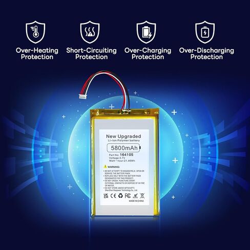 SHENMZ 5800mAh Replacement Battery for VTech Baby Monitors - Compatible with VTech RM7764-2HD, RM5854HD, RM7766HD, VM5263, VC2105, Leapfrog LF915, LF920, LF930 - Includes Repair Tools in Saudi Arabia
