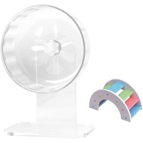 عجلة الهامستر ، عجلة تمرين صامتة الجري مع موقف قابل للتعديل للهامستر غينيا خنزير جيربيل القنفذ القنفذ الصغير للحيوانات (واضح ، 6.9 بوصة) in Kuwait