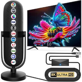 هوائي تلفزيون 2026 للقنوات المحلية، هوائي للأجهزة الذكية مع استقبال معزز للإشارة 360 درجة، هوائي رقمي نطاق 2500+ ميل يدعم تلفزيونات 8K 4K 1080p، أقوى هوائي تلفزيون عالي الدقة داخلي، كابل محوري بطول 25 قدم in Kuwait