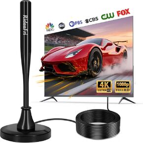 RidaaFri TV Antenna for Smart TV Indoor, HD Digital Antenna with Strong Magnetic Base, 360° Rotation for Enhanced Reception of Local Channels in 4K 1080P, 16FT Coax Cable in Saudi Arabia